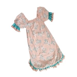 Princess Kaiulani Off TheShoulder Hawaiian Dress Muumuu Floral Bows 8 XL *Flaw.